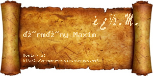 Örmény Maxim névjegykártya